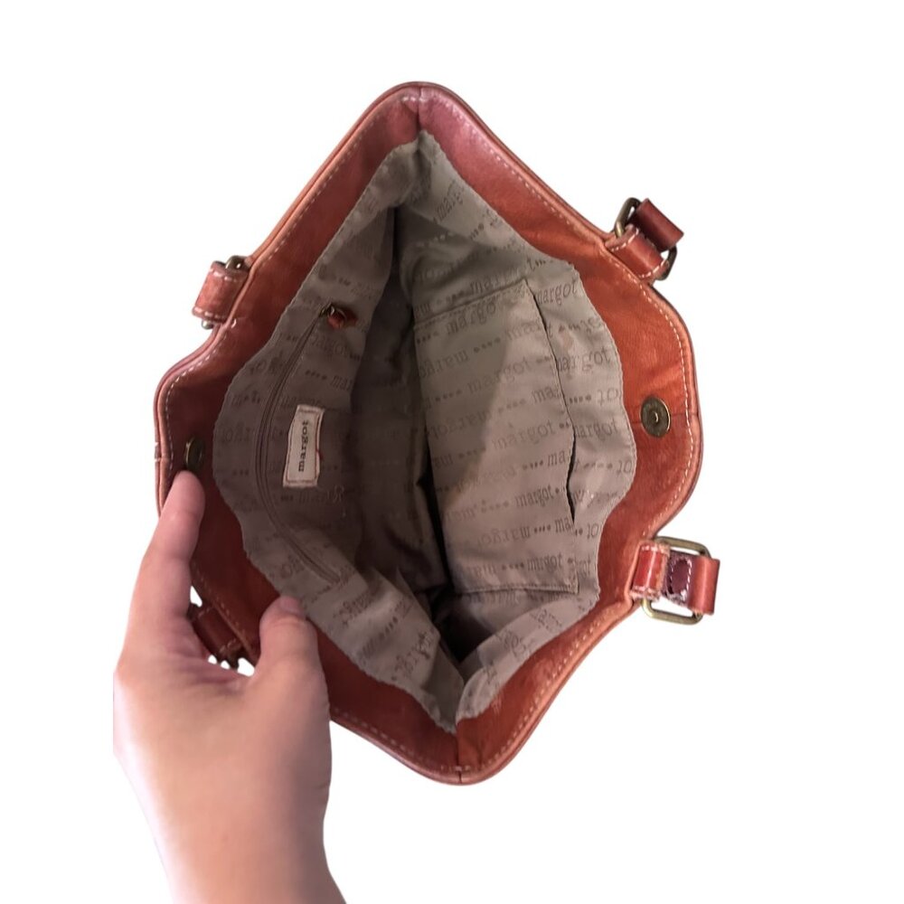 Margot New York Soft Buttery Leather Shoulder Bag Brown Vintage Classic Western - Picture 6 of 14